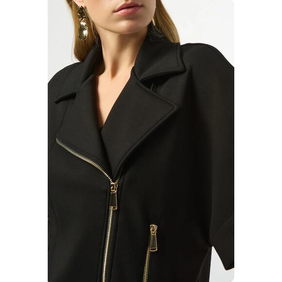 NWT Joseph Ribkoff Black Scuba Jersey Boxy Jacket Style 253241 Size 10 - Picture 5 of 7